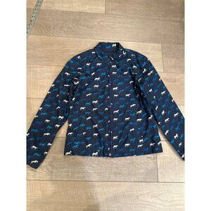 Ariat Women Girls Horse Print Navy Blue Fleece-Lined Zip Jacket M